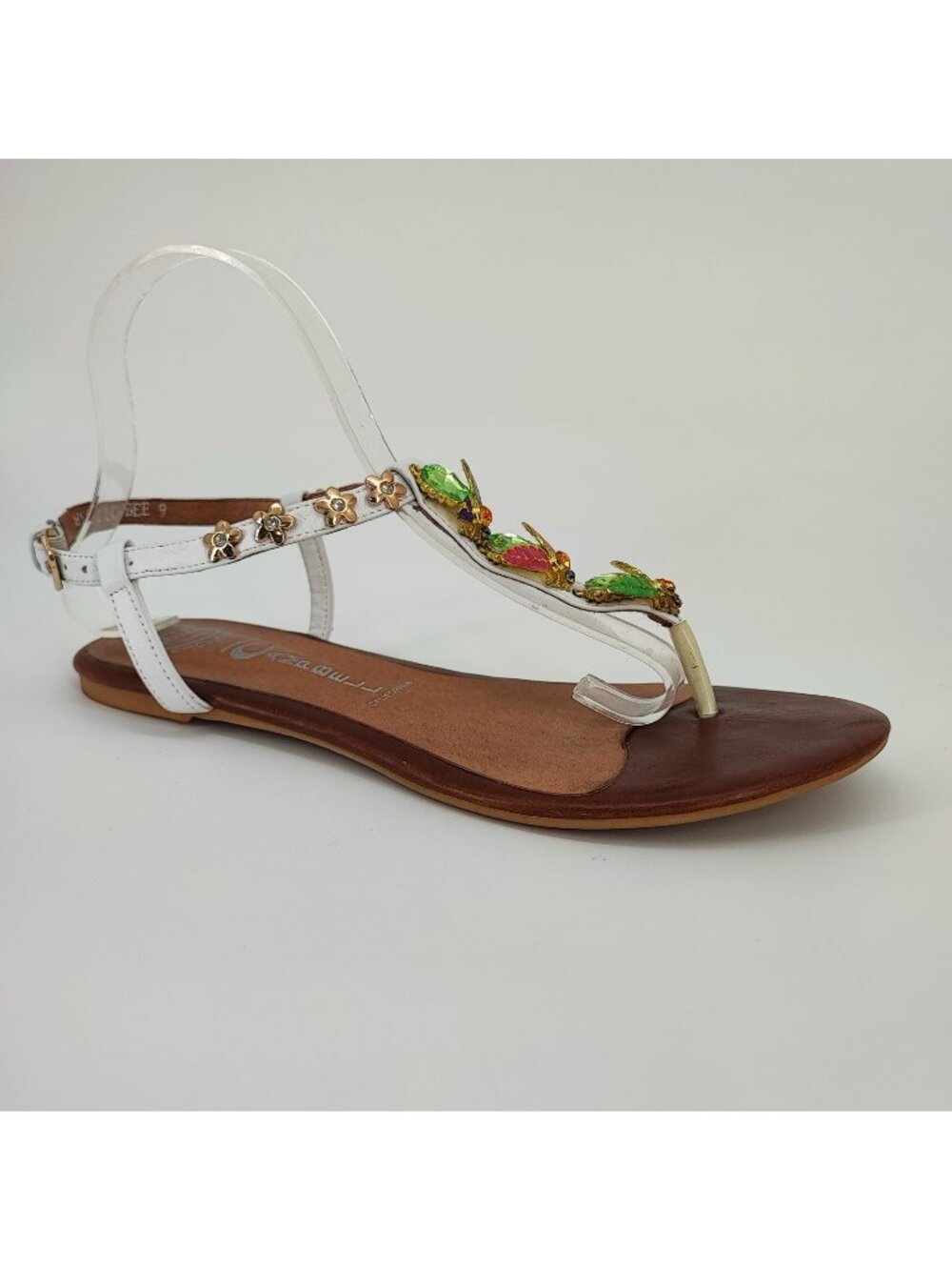 Jeffrey Campbell Mystic-Bee Women's Size 9 US Sandals Leather White Handmade